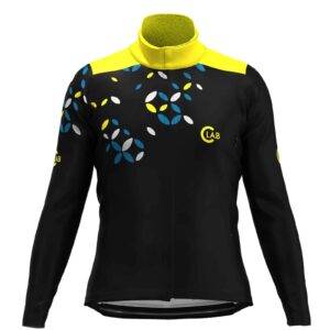 PIRINEUS Waterproof Winter Cycling Jacket Crosshatch Black/Yellow