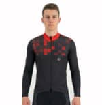 Langärmliges Winter-Radtrikot ORDINO Schwarz/Rot