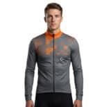 ORDINO Winter Long Sleeve Cycling Jersey Taupe/Orange