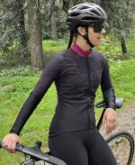ORDINO Map Women's Long Sleeve Winter Cycling Jersey Black/Fuchsia - Image 4
