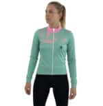 Maillot de ciclismo de invierno de manga larga ORDINO Verde/Rosa