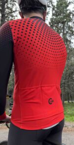 Langärmliges Winter-Radtrikot ORDINO Red/Black Dot – Bild 6