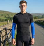manchettes de cyclisme molletonnées bleu italie