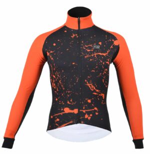 PIRINEUS Splash Waterproof Winter Cycling Jacket Black/Orange