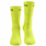 chaussettes hautes vélo jaune fluo