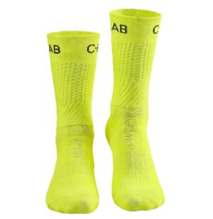 chaussettes hautes vélo jaune fluo