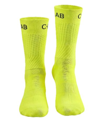 chaussettes hautes vélo jaune fluo