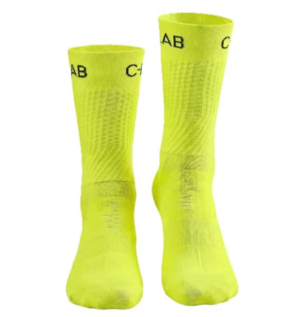chaussettes hautes vélo jaune fluo