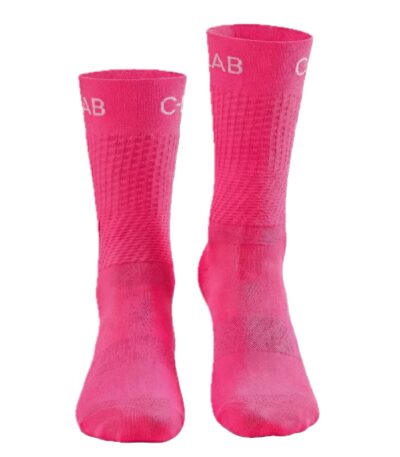 chaussettes vélo rose flash