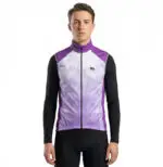 gilet de cyclisme violet avec design graphique