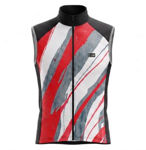 gilet vélo coupe vent imperméable rouge et gris
