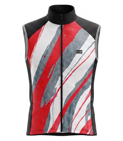 gilet vélo coupe vent imperméable rouge et gris