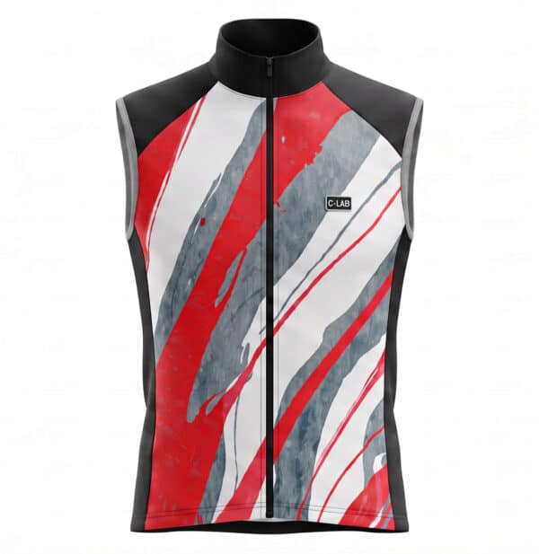 gilet vélo coupe vent imperméable rouge et gris