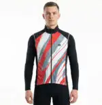 gilet de cyclisme coupe vent sans manches rouge et noir