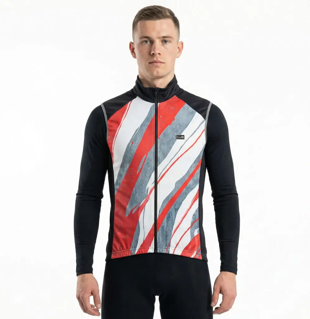 gilet de cyclisme coupe vent sans manches rouge et noir