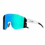 lunettes de vélo blanches écran bleu