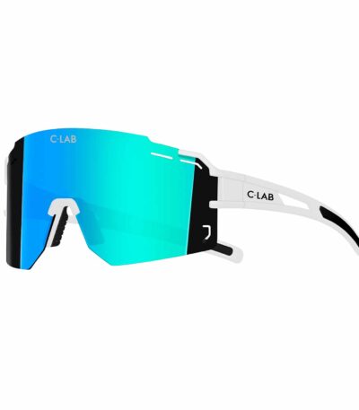 lunettes de vélo blanches écran bleu