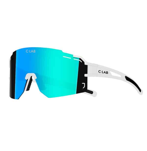 lunettes de vélo blanches écran bleu