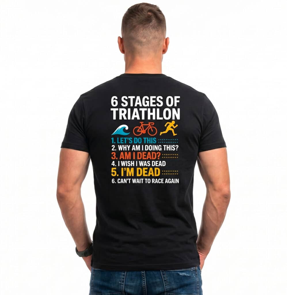 tee-shirt noir homme 6 étapes du triathlon